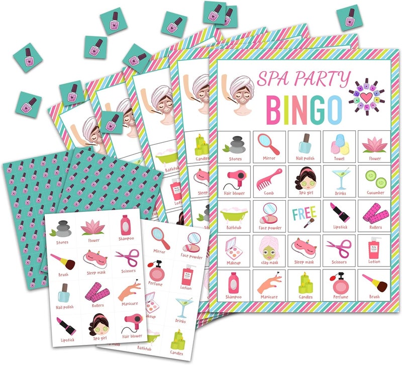 OZTEMETY Spa Bingo Card Game for Adults - 24 Players Sleepover Party Supplies, Favors & Decorations - Image 1